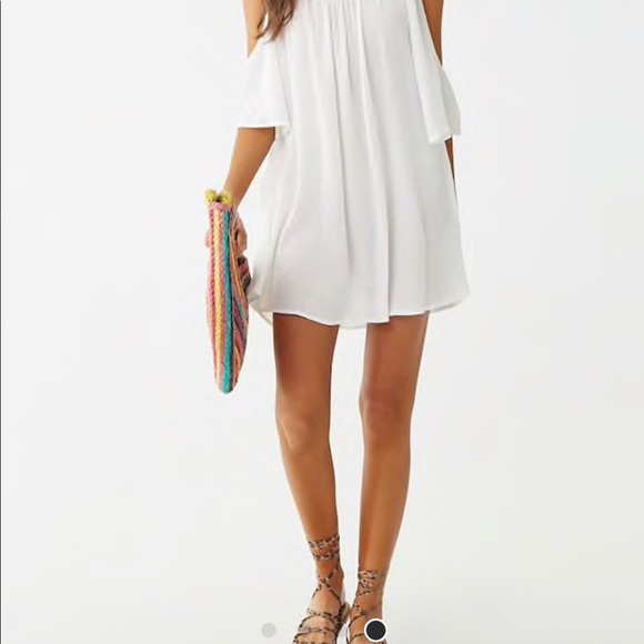 Forever 21 Crinkled Open-Shoulder Dress Medium - Picture 4 of 5